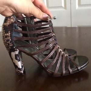 Paola sandals snake print heels